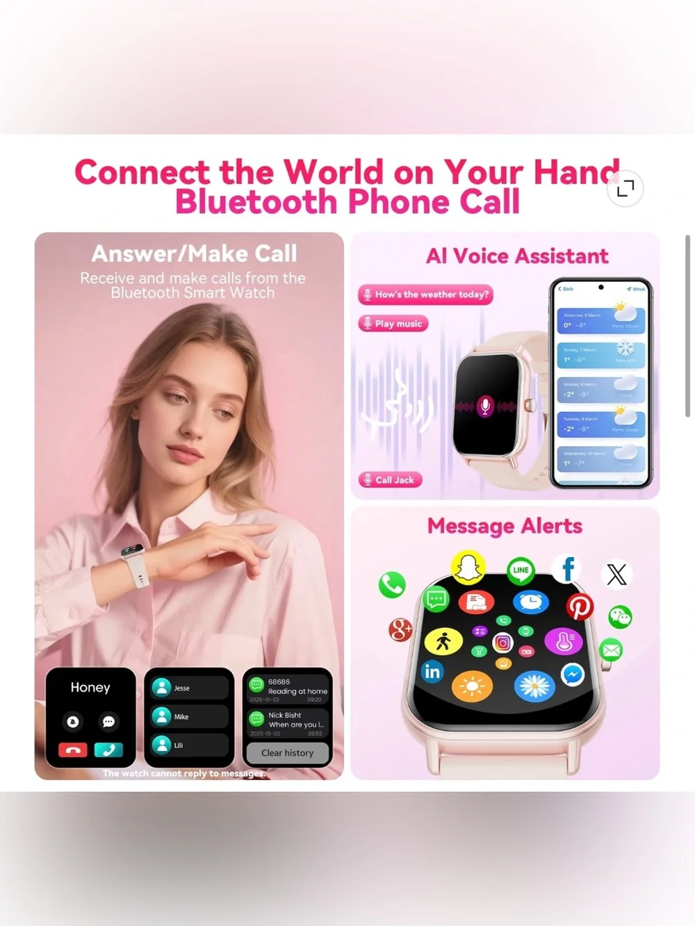 NWT Smart Watch for Women fits Android & iPhone 1.85” Fitness Tracker 120 sports